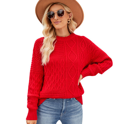 Dames Grande tricot pull avec motif de torsade structuré Chic und Stil