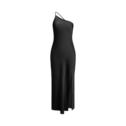 Robe maxi pour dames avec décolleté asymétrique et fente haute Chic und Stil