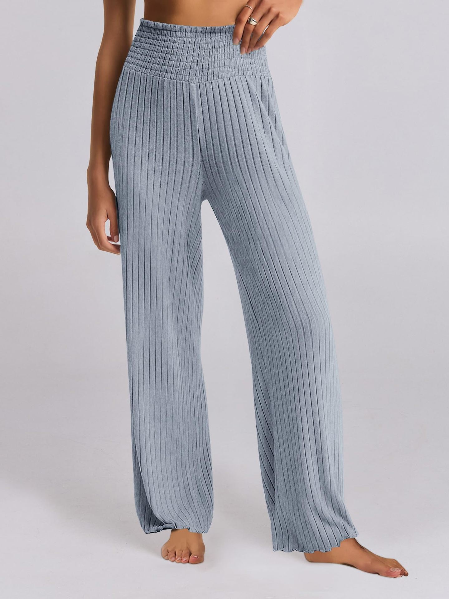 Chic and Style Wide Ribbed Palazzo Pants for Women