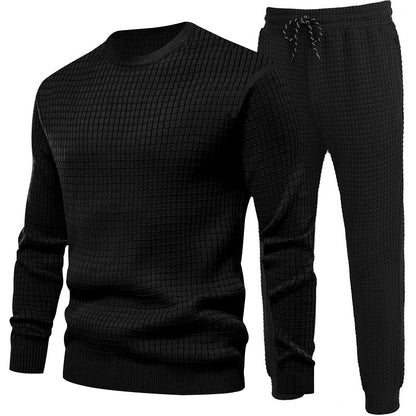 Chic and stylish textured design men's top and jogger pants set