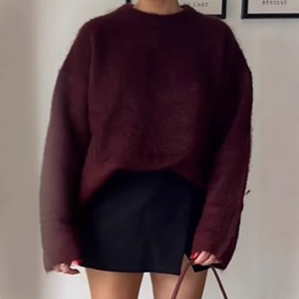 Women Oversized Sweater in Soft Mohair Blend Chic and Style