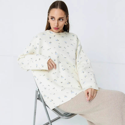 Pull en tricot surdimensionné pour femmes avec des accents floraux et une coupe ample Chic und Stil