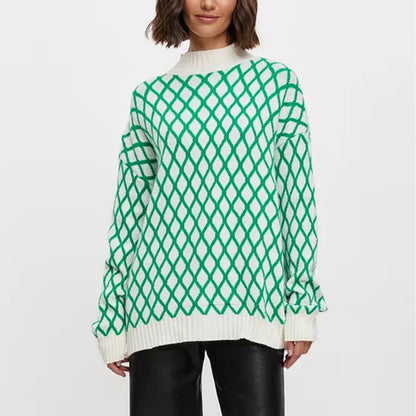 Pull décontracté pour femmes avec un motif en losanges moderne et une coupe décontractée Chic und Stil