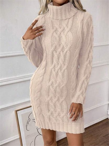 Robe en tricot pour femmes avec col montant et motif en relief Chic und Stil