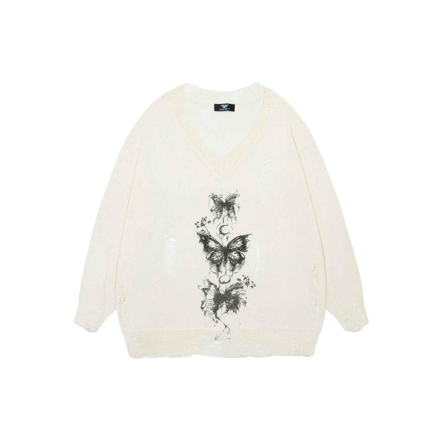 Pull oversized pour femmes avec imprimé graphique et détails décolorés Chic und Stil