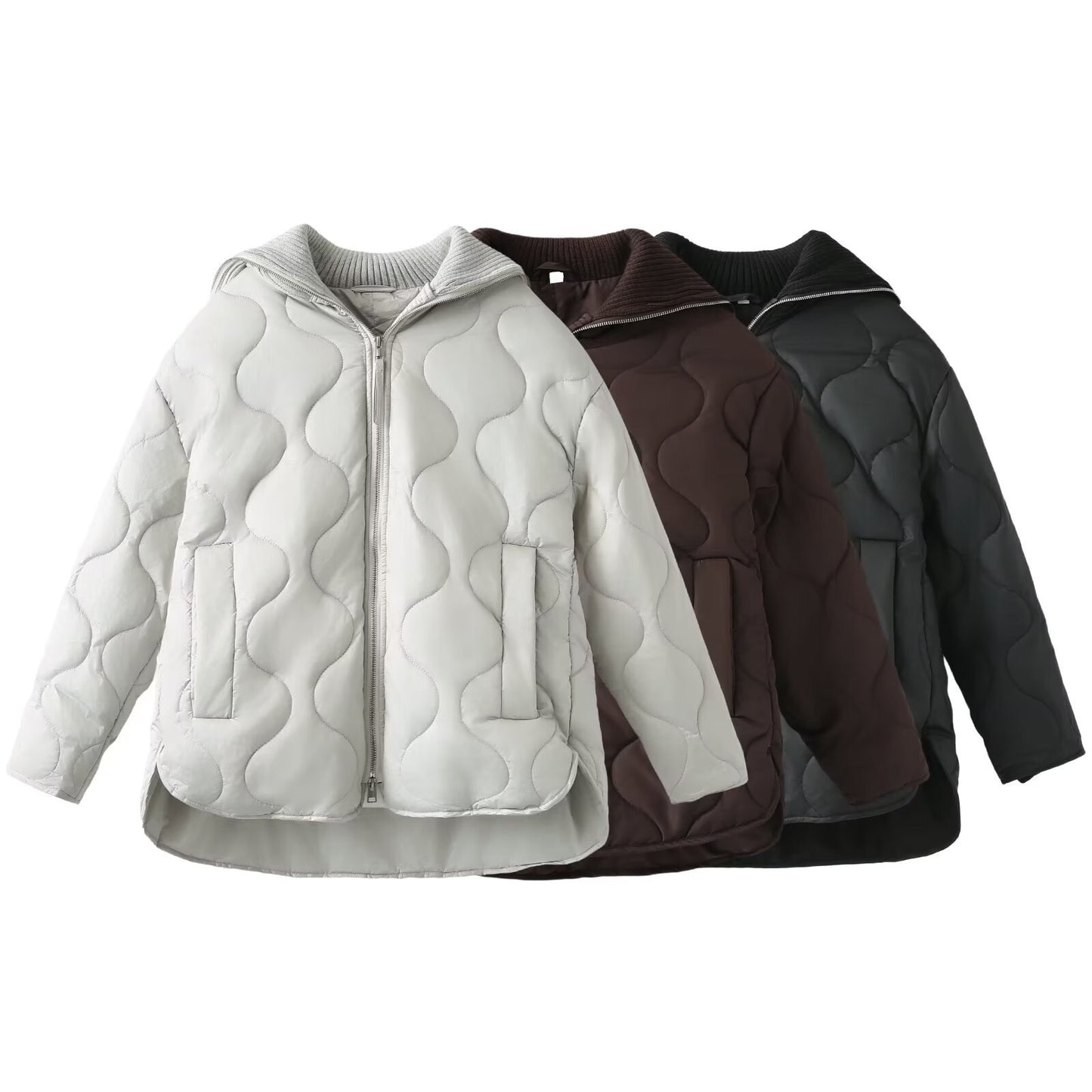 Dames doudoune d'hiver à col haut et poches pratiques Chic und Stil