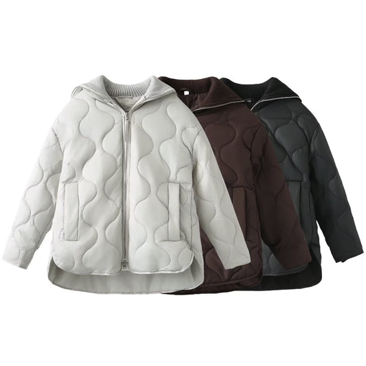 Dames doudoune d'hiver à col haut et poches pratiques Chic und Stil