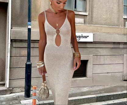 Robe maxi élégante pour femmes avec détail fente Chic und Stil