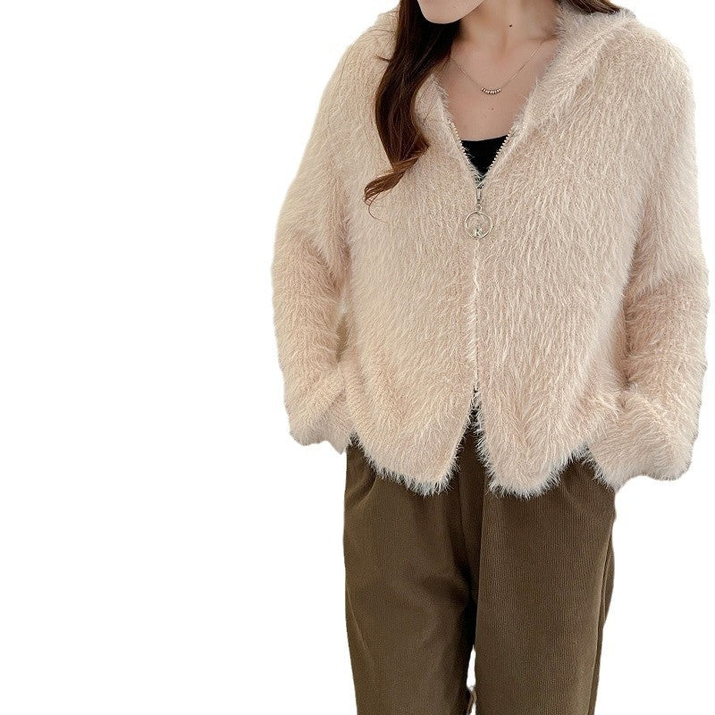 Dames pull-over doux avec capuche et matériau doux Chic und Stil