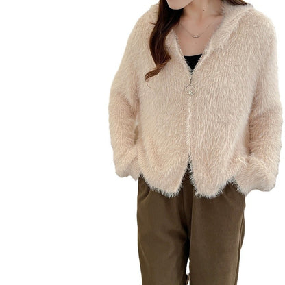 Dames pull-over doux avec capuche et matériau doux Chic und Stil