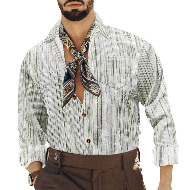 Hommes élégant chemise rayée avec po pocket et col à la mode Chic und Stil