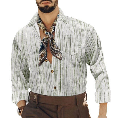 Hommes élégant chemise rayée avec po pocket et col à la mode Chic und Stil
