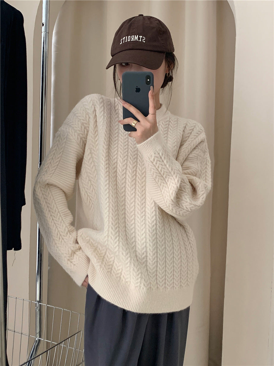 Pull en tricot pour femmes avec un motif torsadé structuré et une coupe décontractée Chic und Stil