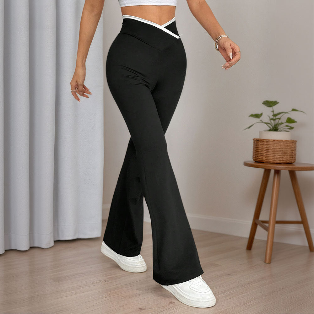 Pantalons de yoga évasés pour femmes avec taille haute et détails de surpiqûres stylés Chic & Stil