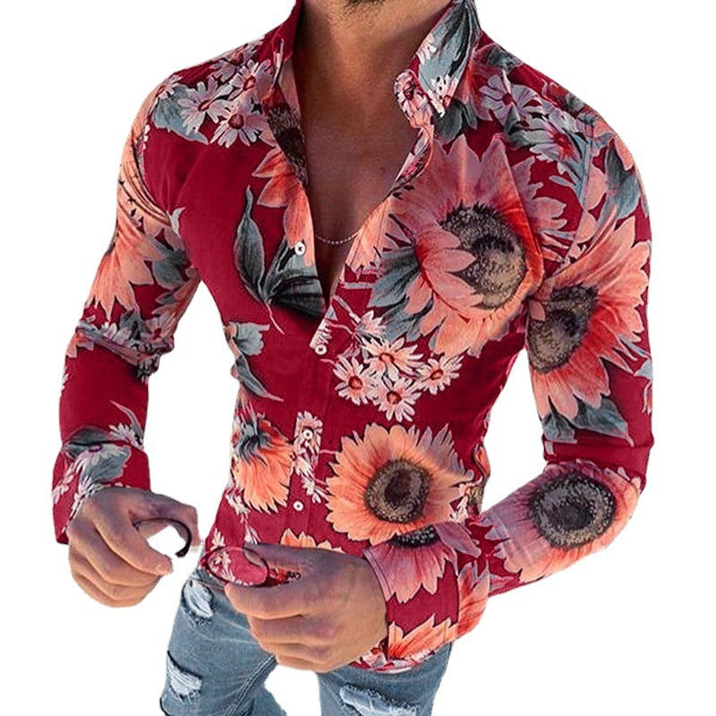 Chemise longue à manches pour hommes avec un design floral moderne Chic und Stil