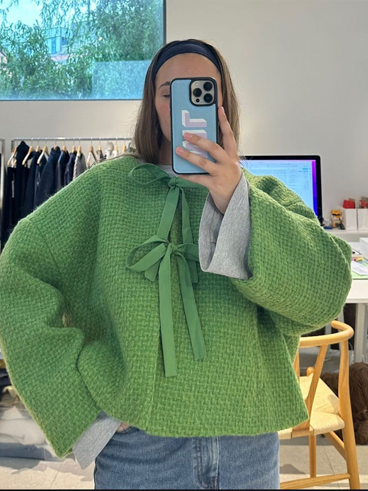 Dames cardigan oversized avec détail de lien décoratif Chic und Stil