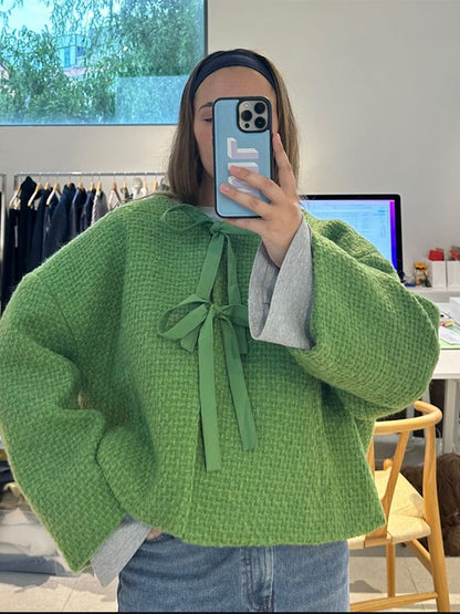 Dames cardigan oversized avec détail de lien décoratif Chic und Stil