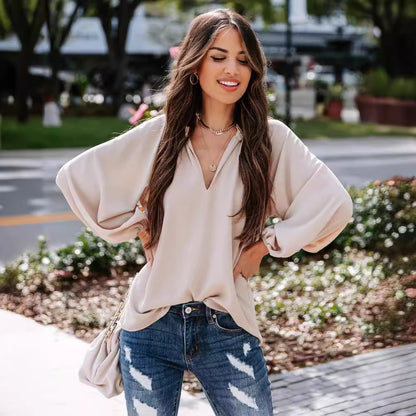 Chemisier pour femmes avec décolleté en V et manches amples Chic und Stil