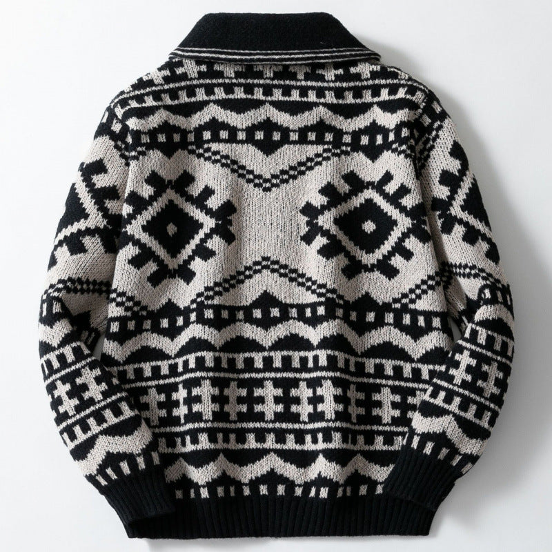 Chic and Style geometric pattern design knit jacket for men