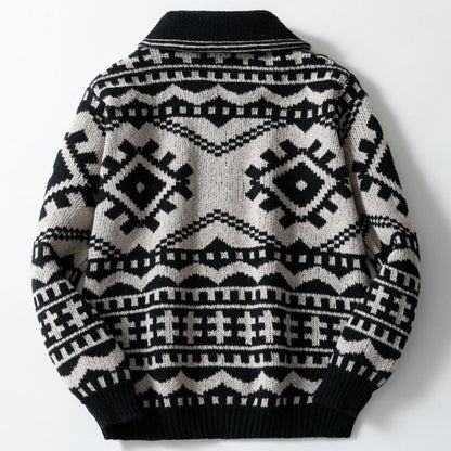 Chic and Style geometric pattern design knit jacket for men