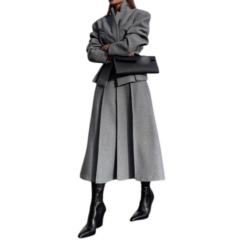 Dames élégant manteau oversize avec col haut et manches structurées Chic und Stil