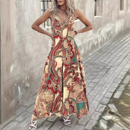 Femme Bohemian Paisley Impression Maxi Robe Chic und Stil