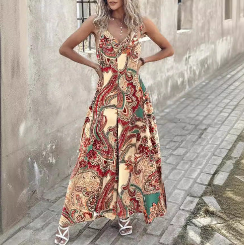 Femme Bohemian Paisley Impression Maxi Robe Chic und Stil