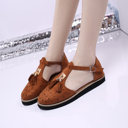 Ballerines élégantes pour dames avec un détail de frange tendance et une sangle réglable Chic und Stil