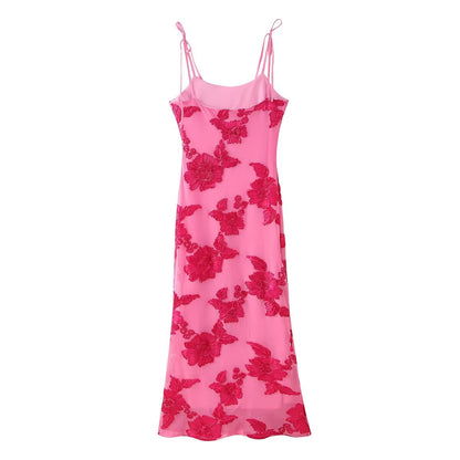 Robe maxi femme avec motif floral en dentelle et bretelles réglables Chic und Stil