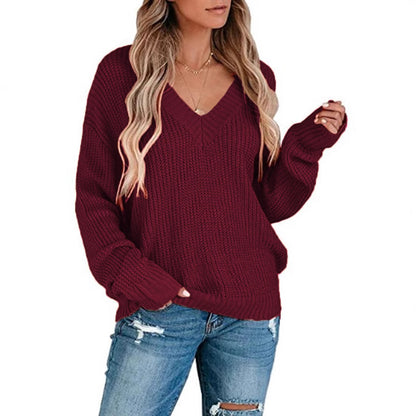 Pull en fine maille pour femmes avec décolleté en V et coupe décontractée Chic und Stil
