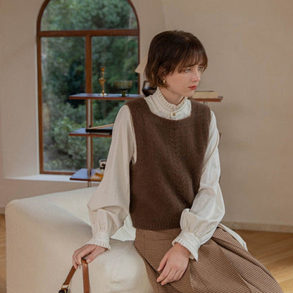 Dames Gros Tricot Gilet avec Motif de Tresses Chic und Stil