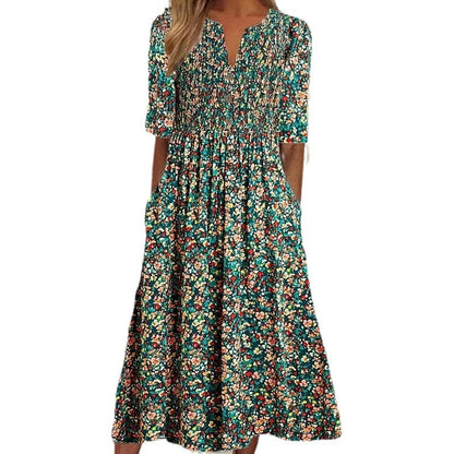 Robe maxi femme avec taille élastique et imprimé floral Chic und Stil