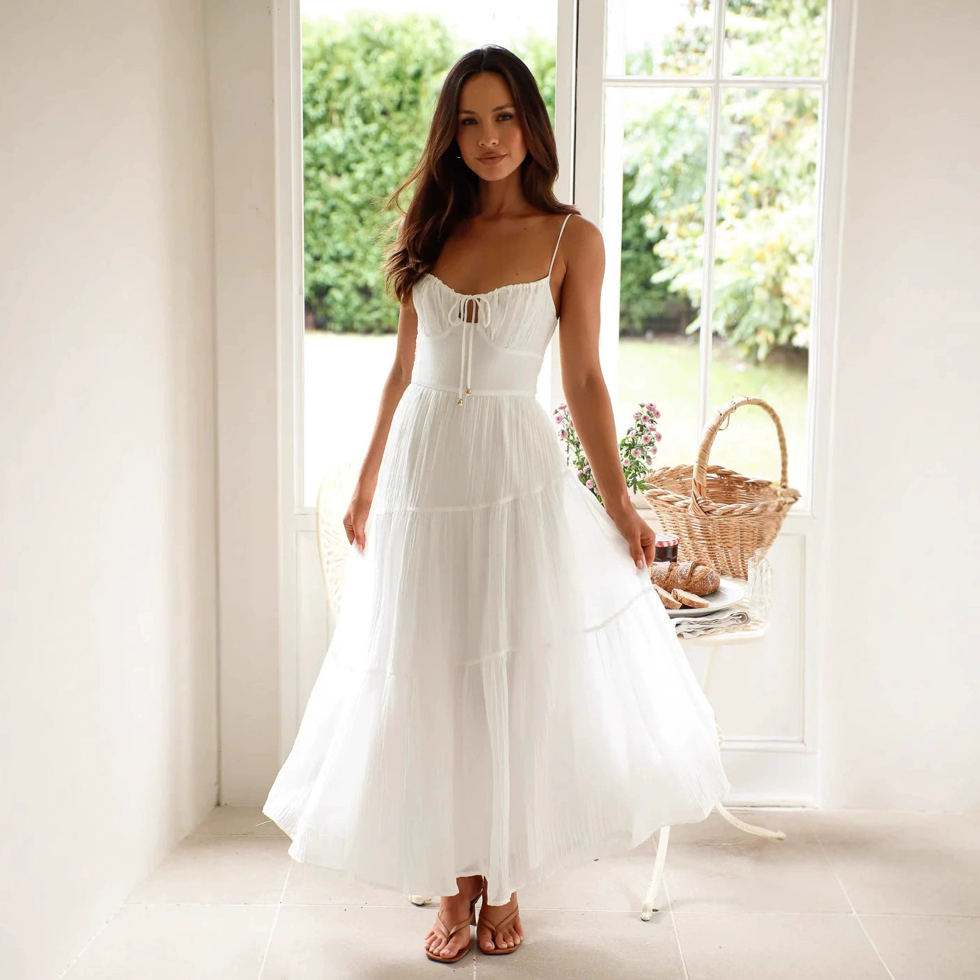 Robe maxi à bretelles réglables pour femmes Chic und Stil
