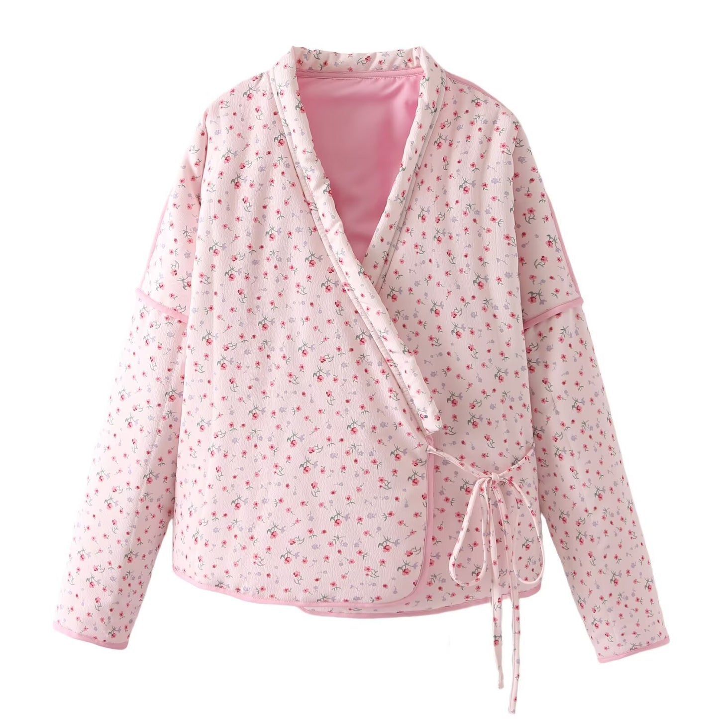 Chemisier pour femme en style kimono avec motifs floraux et ceinture à nouer Chic und Stil
