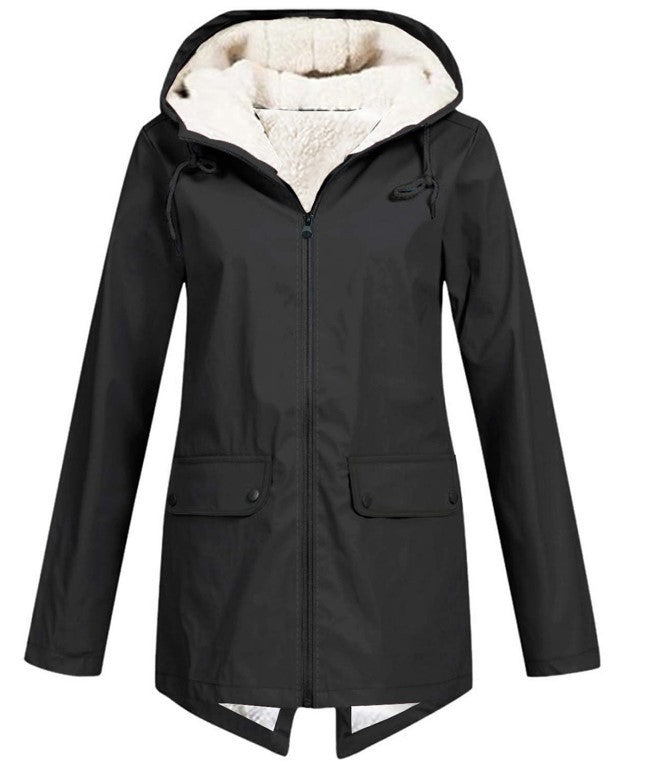 Dames imperméable doudoune avec doublure douce et capuche ajustable Chic und Stil
