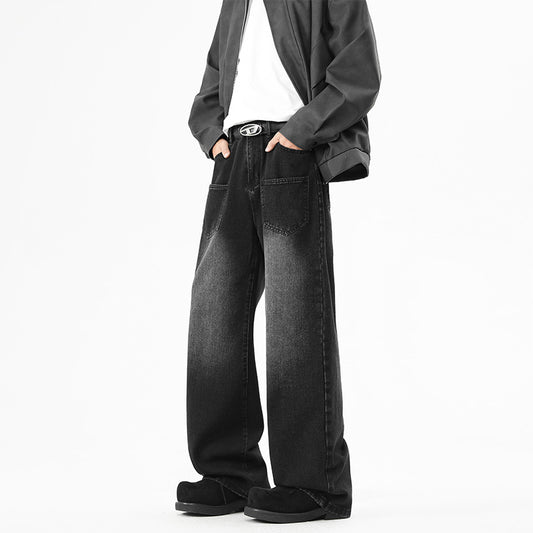 Denim pants for women, wide fit with elastic waistband and modern details Chic and Style