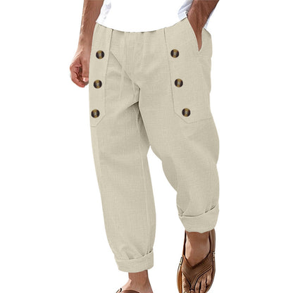 Men's casual cargo pants with practical button details and comfortable pockets Chic and style