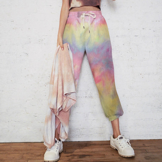 Casual pants for women with a colorful tie-dye design and an elastic waist Chic and Style