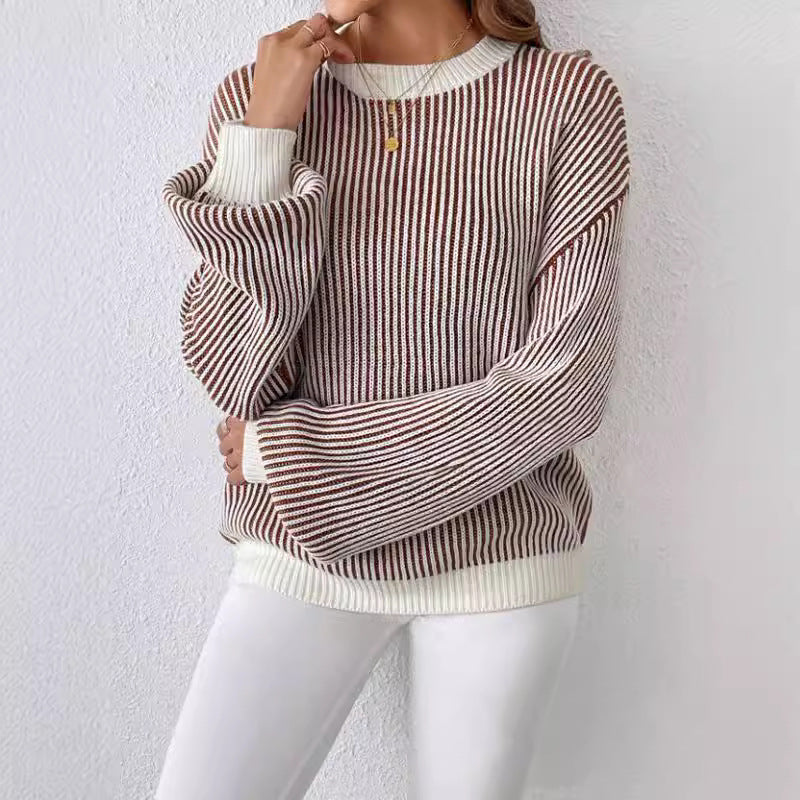 Pull en tricot pour femmes avec un design en côtes larges et des manches ballon décontractées Chic und Stil
