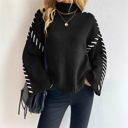 Pull en knit pour femmes avec des manches larges et un col montant Chic und Stil