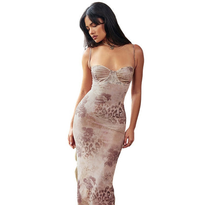 Dames Élégant Floral Bodycon Maxi Robe Chic und Stil