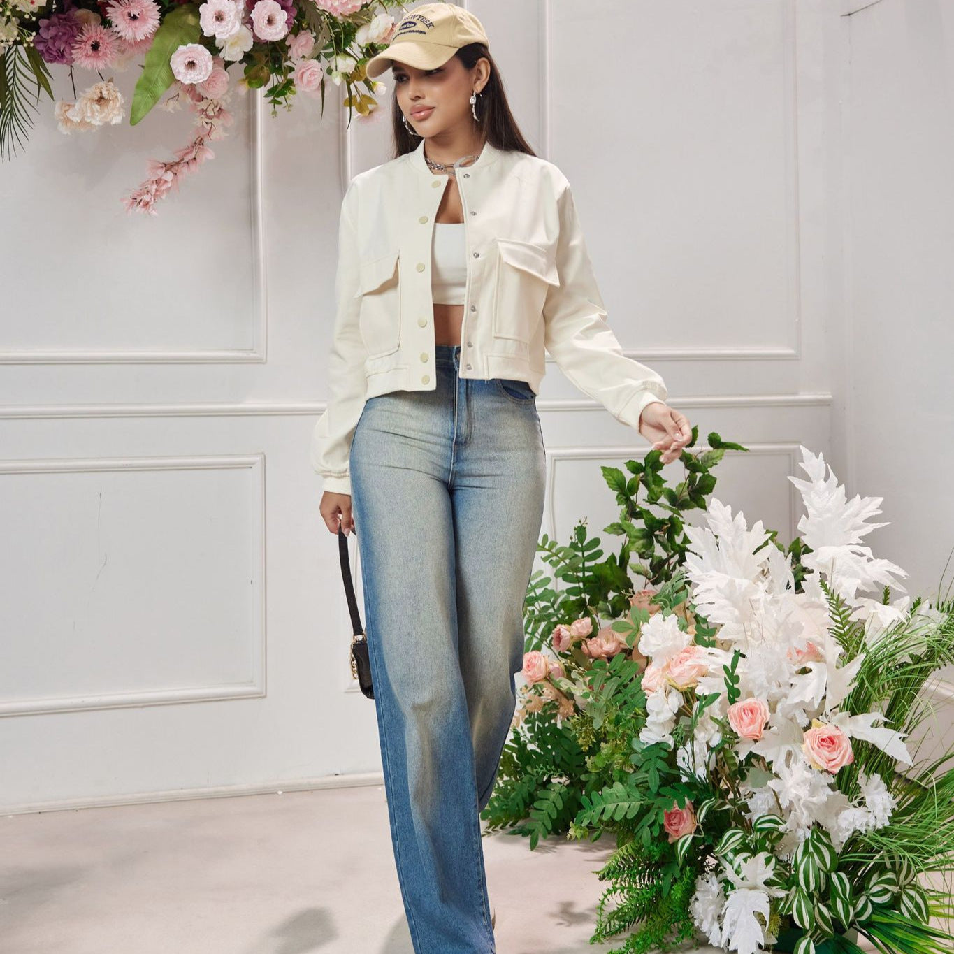 Dames élégante veste cropped Chic und Stil