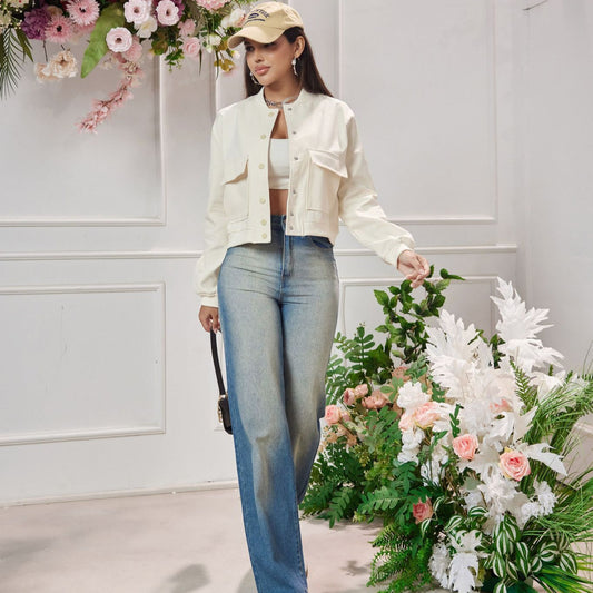 Dames élégante veste cropped Chic und Stil