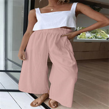 Loose linen pants for women with elastic waist and practical pockets Chic and Style