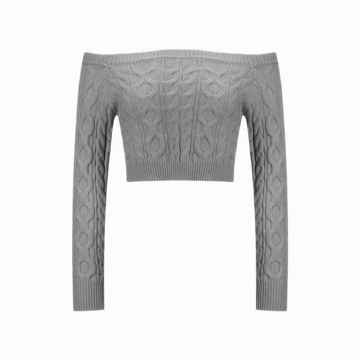 Pull en tricot pour femmes avec épaules dénudées et motif en relief attrayant Chic und Stil