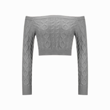 Pull en tricot pour femmes avec épaules dénudées et motif en relief attrayant Chic und Stil