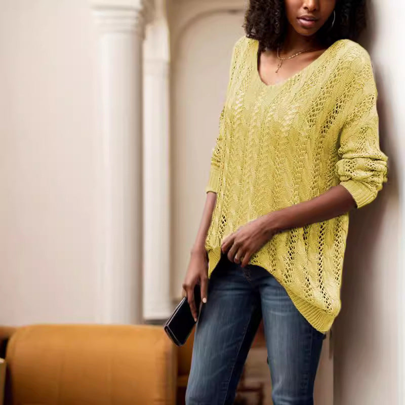 Pull en tricot aéré pour femmes avec une structure en œillet unique Chic und Stil