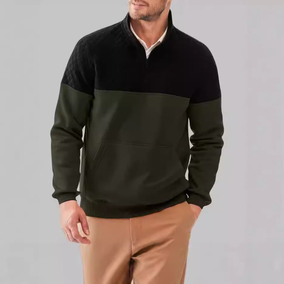 Pull-over en polaire pour hommes avec détails matelassés et col haut Chic und Stil