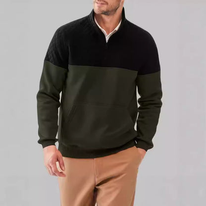 Pull-over en polaire pour hommes avec détails matelassés et col haut Chic und Stil