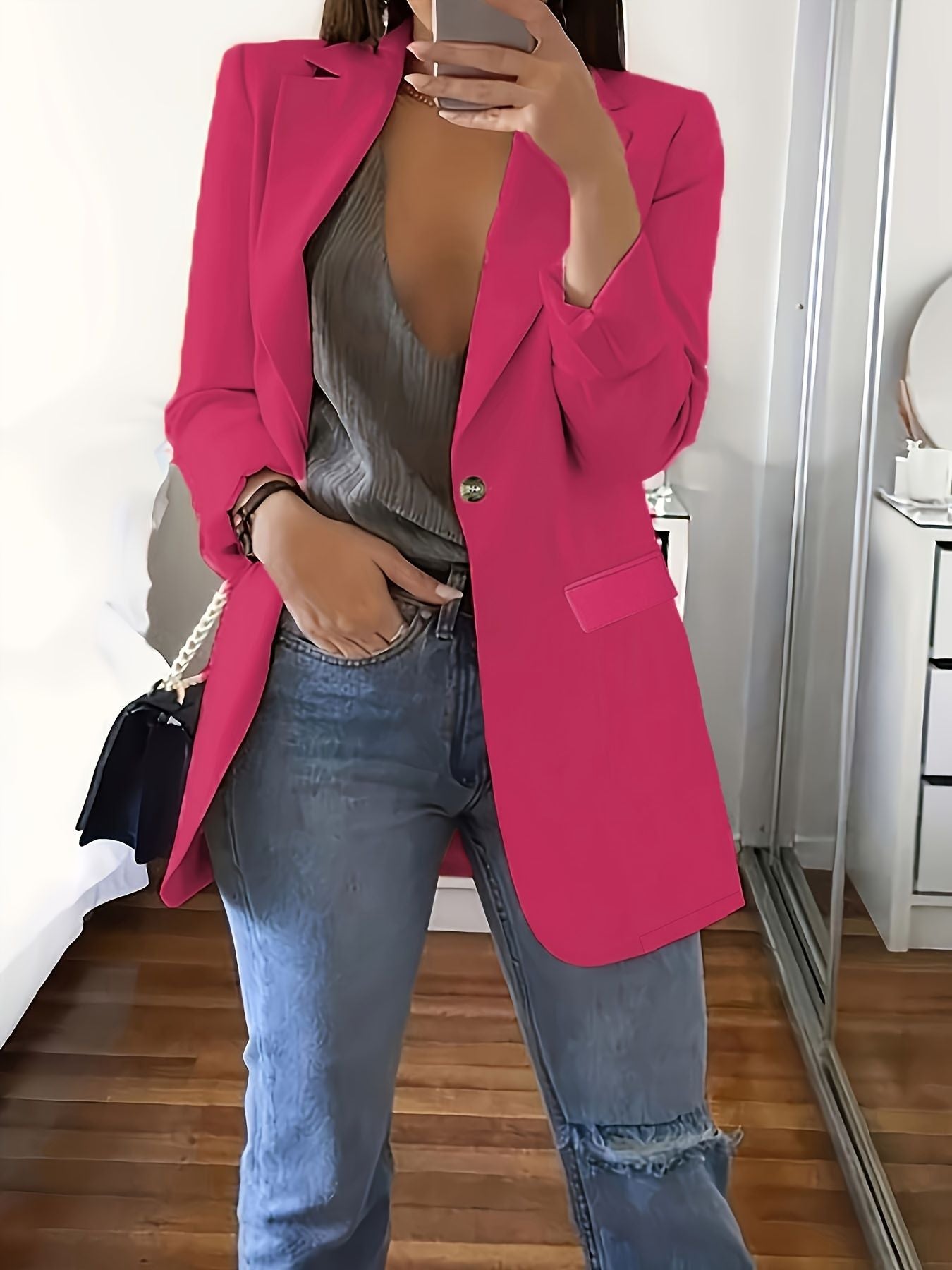 Dames Blazer moderne avec décolleté plongeant et détails élégants Chic und Stil